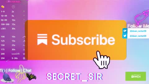 Snapshot of secret_sir chatting on 09/17/25, 10:33 Dean Carter online show from 09/17/25, 10:33