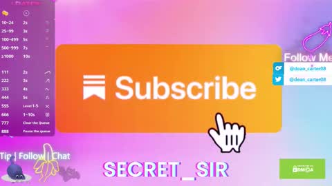 Snapshot of secret_sir chatting on 10/02/25, 10:28 Dean Carter online show from 10/02/25, 10:28