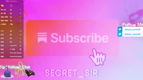 Snapshot of secret_sir chatting on 12/16/25, 10:48 Dean Carter online show from 12/16/25, 10:48