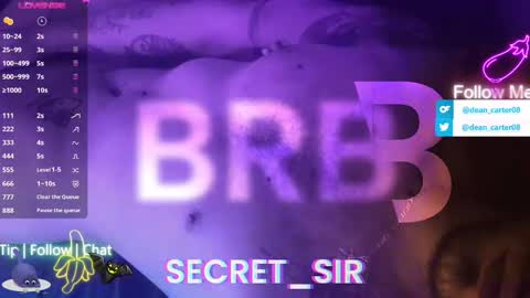 Snapshot of secret_sir chatting on 02/06/26, 12:15 Dean Carter online show from 02/06/26, 12:15