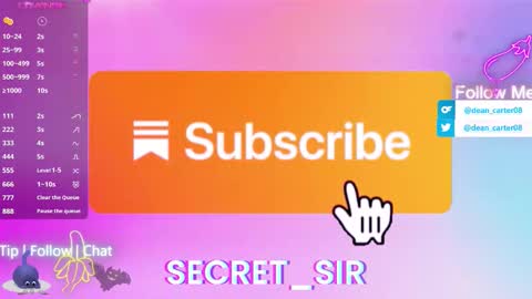 Snapshot of secret_sir chatting on 02/16/26, 11:23 Dean Carter online show from 02/16/26, 11:23