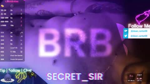 Snapshot of secret_sir chatting on 03/01/26, 10:34 Dean Carter online show from 03/01/26, 10:34