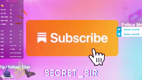 Snapshot of secret_sir chatting on 03/13/26, 11:22 Dean Carter online show from 03/13/26, 11:22