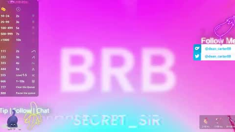 Snapshot of secret_sir chatting on 04/13/26, 10:04 Dean Carter online show from 04/13/26, 10:04