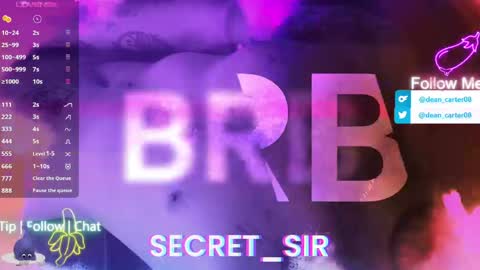 Snapshot of secret_sir chatting on 05/07/26, 10:37 Dean Carter online show from 05/07/26, 10:37