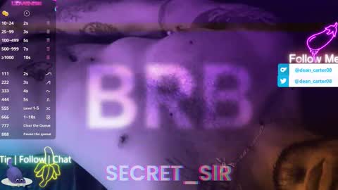 Snapshot of secret_sir chatting on 05/13/26, 11:11 Dean Carter online show from 05/13/26, 11:11
