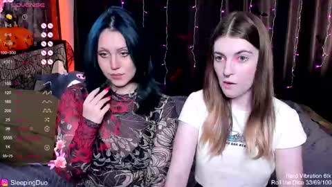 Snapshot of sleepingduo chatting on 10/22/25, 12:27 Hi We are Iva and Angela Nice to meet u 3 online show from 10/22/25, 12:27