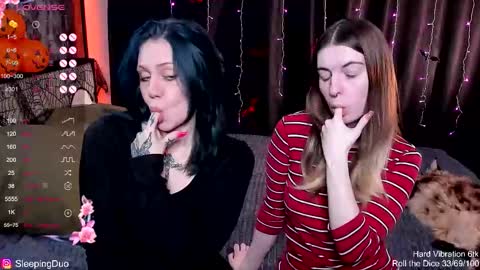 Snapshot of sleepingduo chatting on 10/23/25, 10:14 Hi We are Iva and Angela Nice to meet u 3 online show from 10/23/25, 10:14